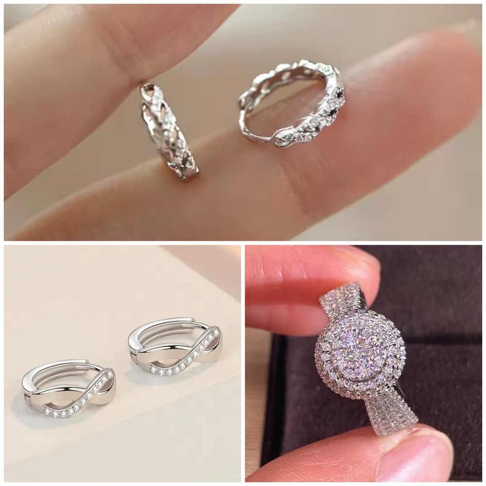 (BIG SALE)Elegant 925 earrings with ring 3 Items only 40$
